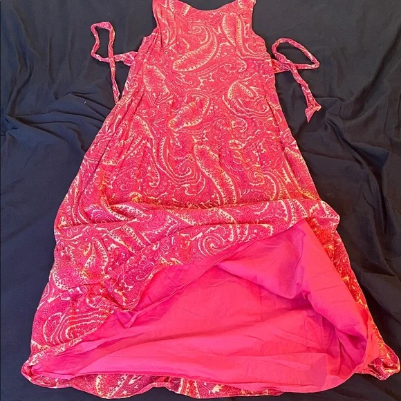 100% Cotton Talbots Petites size 8 petite Pink Paisley Maxi Dress natural fibers